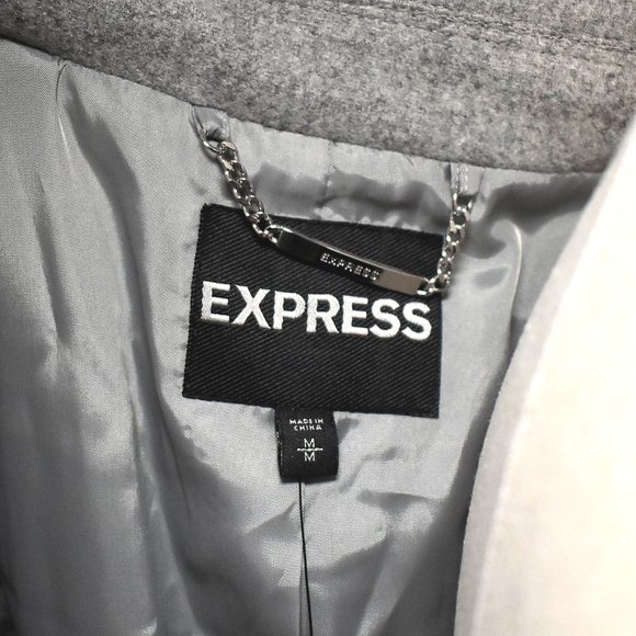 NWT Express Women's Gray Recycled Wool Pea Coat Size Medium - New Winter Coat - Picture 9 of 12